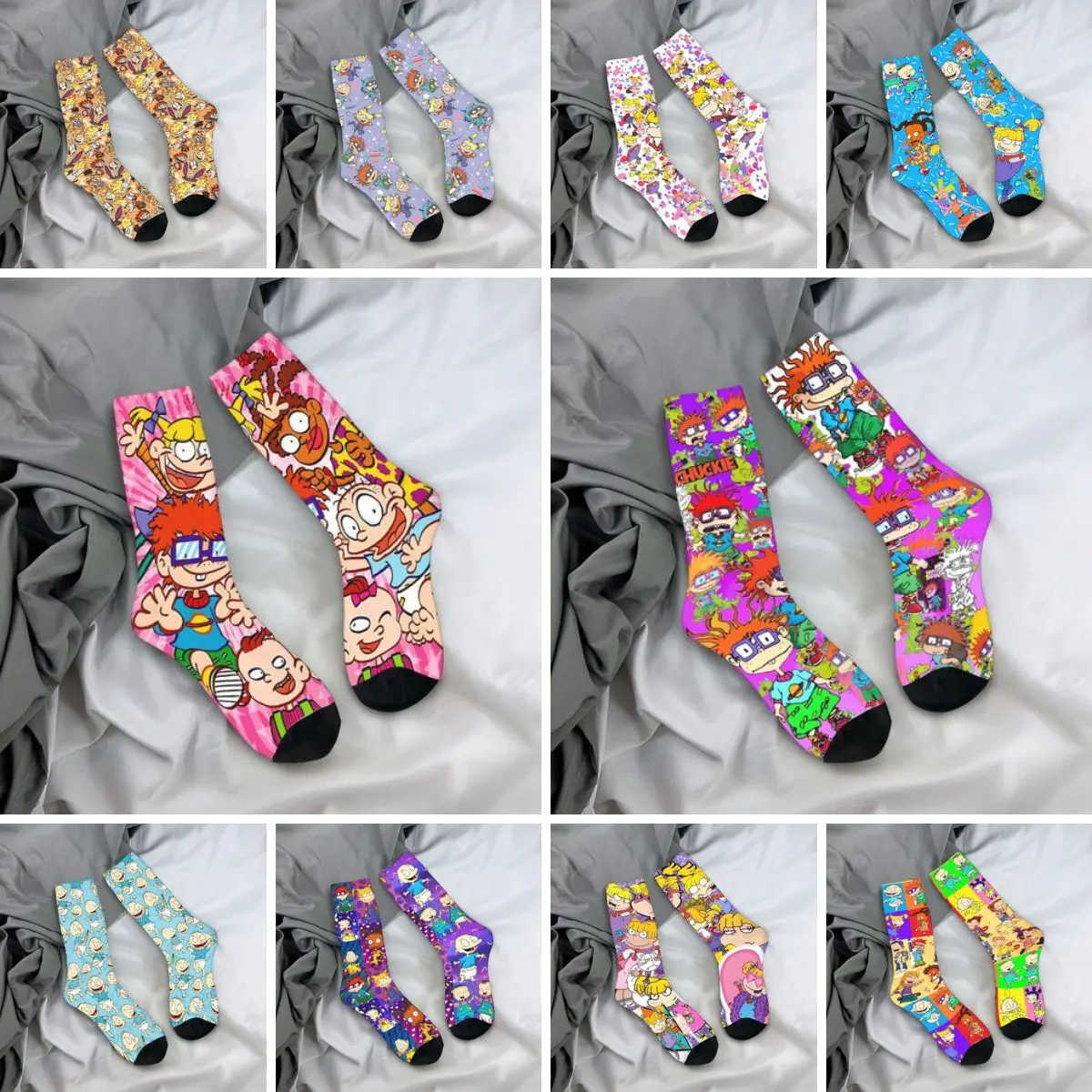 الكرتون Rugrats أنيمي طباعة الجوارب المضادة للانزلاق جوارب النساء الرجال الدافئة لينة تشغيل جوارب رياضية الخريف الرجعية تصميم الجوارب
