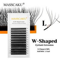 Pestañas MASSCAKU de alta calidad, injerto rápido, en forma de W, volumen prefabricado, pestañas C/D/L, rizo, multitextura, fácil ventilador, pestañas de trébol 5D W