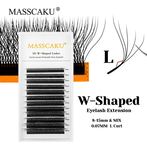 Imagen 1 del producto Pestañas MASSCAKU de alta calidad, injerto rápido, en forma de W, volumen prefabricado, pestañas C/D/L, rizo, multitextura, fácil ventilador, pestañas de trébol 5D W
