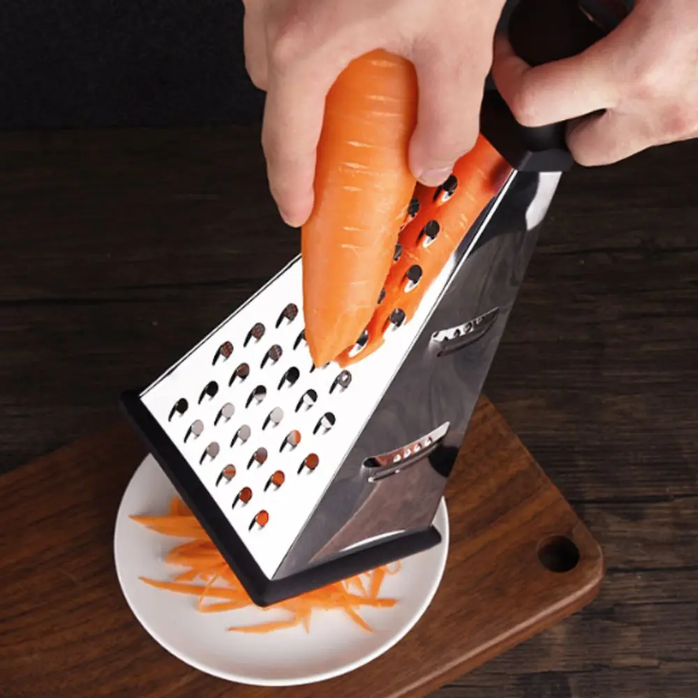 4 Sided Pyramid Shape Cheese Grater Non Slip Base and Handle Stainless Steel Vegetable Grater Effort-saving Time-saving