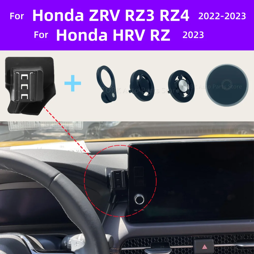 Suporte magnético para telemóvel, compatível com Honda ZRV RZ3 RZ4 HRV RZ 2022 2023, com base de carregamento sem fios e acessório para o interior do 