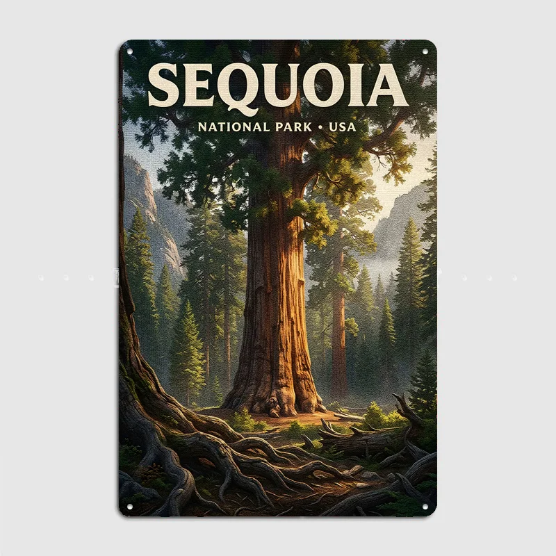 Sequoia National Park Vintage Poster Metal Sign Custom Room Decor Home Decor Posters Indoor Wall Decoration