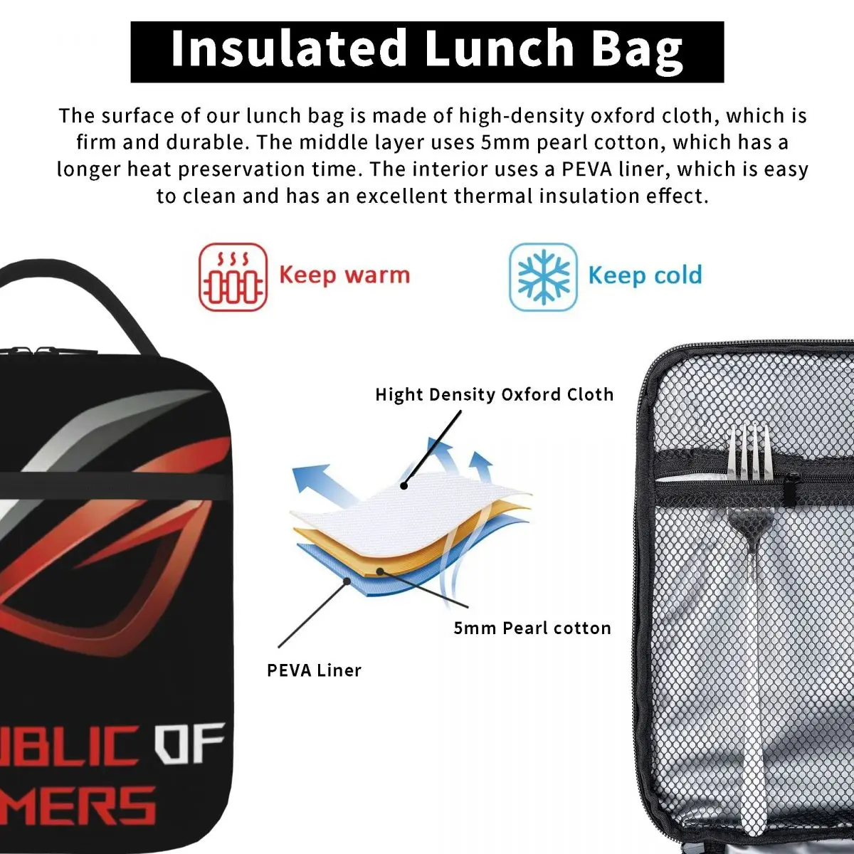 New 2Asus Republic Of Gamers Logo Rog Lunch Tote Lunch Boxes Lunch Box Kids Thermal Cooler Bag