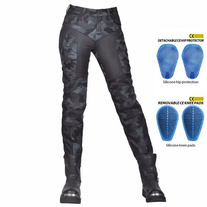 

Camo Dual PK720 Riding Collection Trousers Classic Denim Motorcycle Female Mesh Pants Motocicleta Summer Slim Fit Jeans