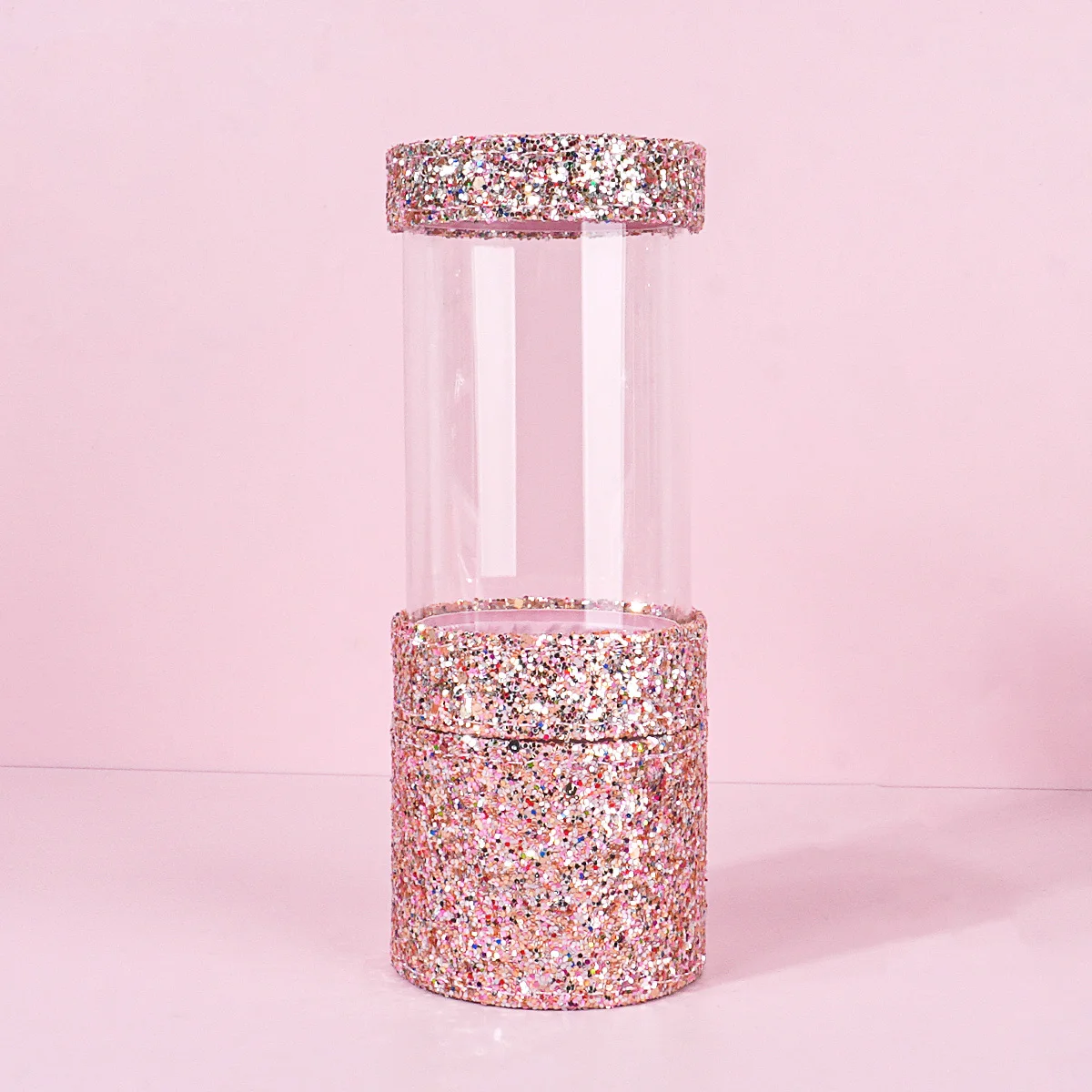 1PCS Premium glitter Make-Up Pinsel Lagerung Box Hohe aussehen ebene PU transparent staub pinsel Set Lagerung Eimer Tragbare