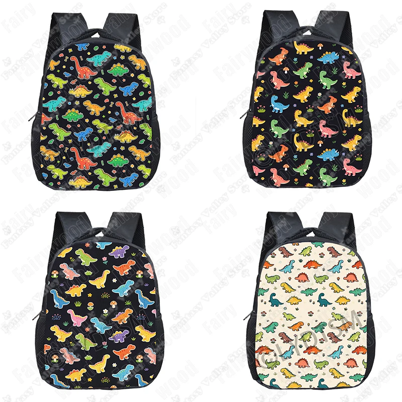 

12 Inches Cartoon Dinosaurs Graphic Pattern Backpack for 2-4 Years Bookbags for Kids Children Kindergarten Toddler School Bags