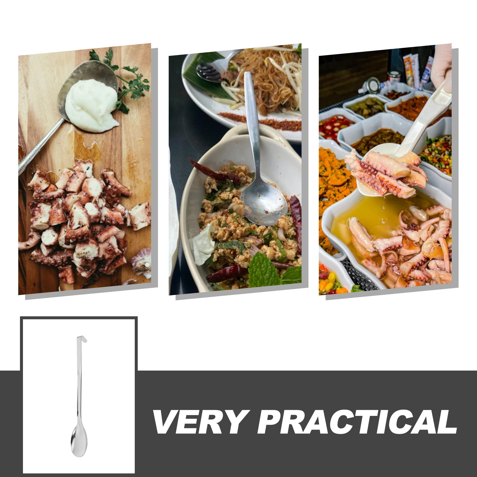 

1pcs Stainless Steel Serving Spoon With Hook Large Ladle For Soup Food Portioning Kitchen Restaurant Buffet Utensil