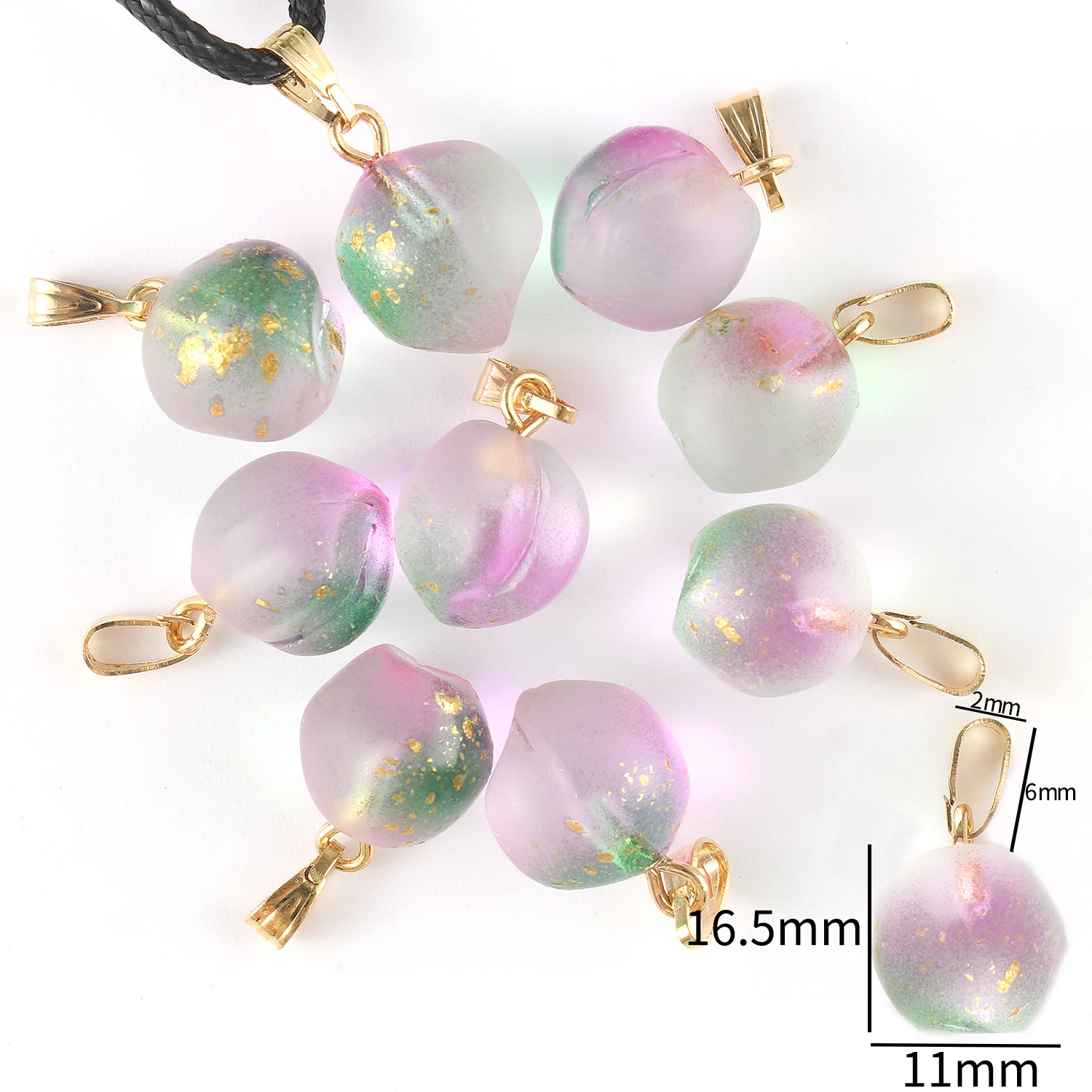 Czech Lampwork Crystal Glass Cross Pendants Heart Strawberry Peach Ball Handicraft Bead For Jewelry Making DIY Bracelet Necklace