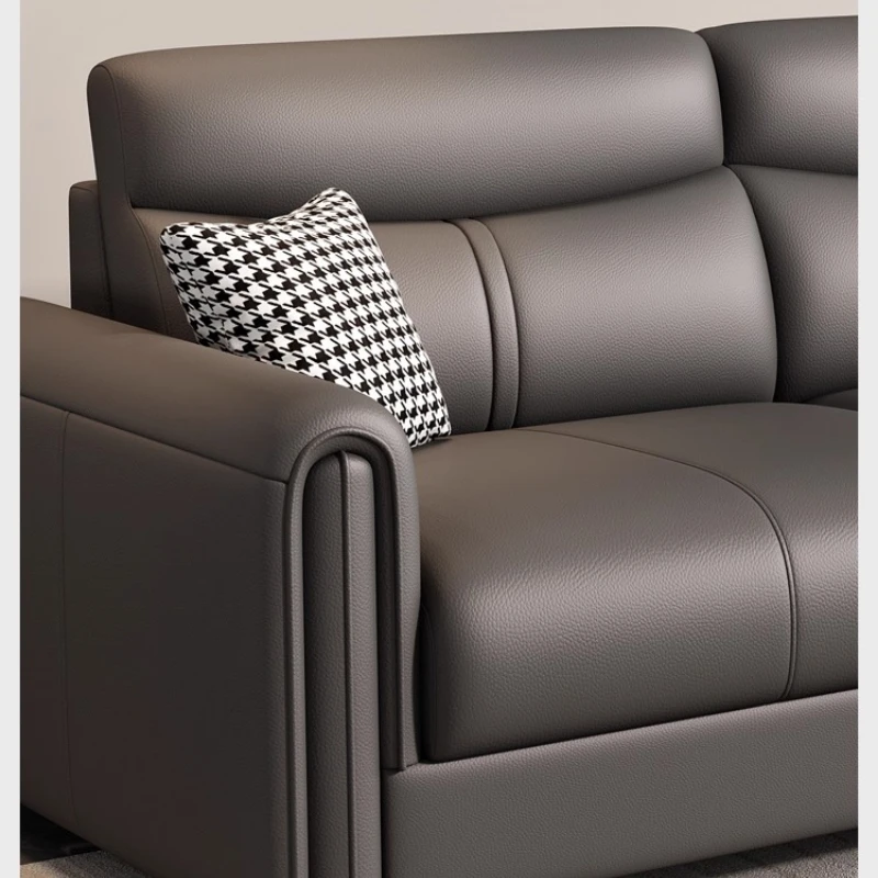 

Cat scratch leather full leather latex sofa living room light luxury inline three-seater sofa