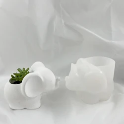 Cute Elephant Vase Silicone Mold DIY Handmade Epoxy Resin Plaster Gardening Crafts Flower Pot Casting Molds Home Decor Ornaments