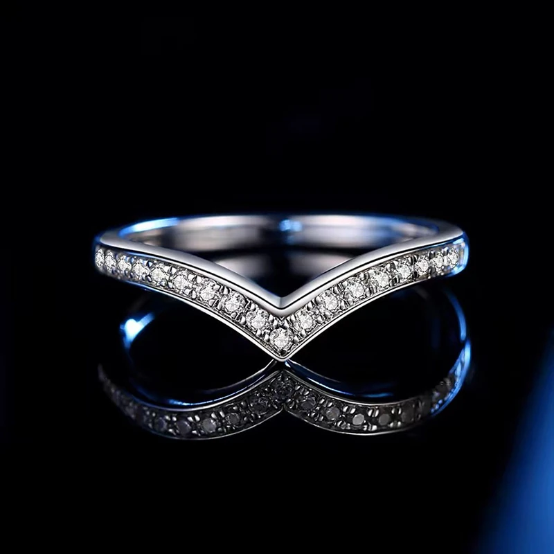 100% Pass Diamond Tester Pen Moissanite Ring Matching Wedding Diamond Band for Women 925 Sterling Silver Female Single Tail Ring