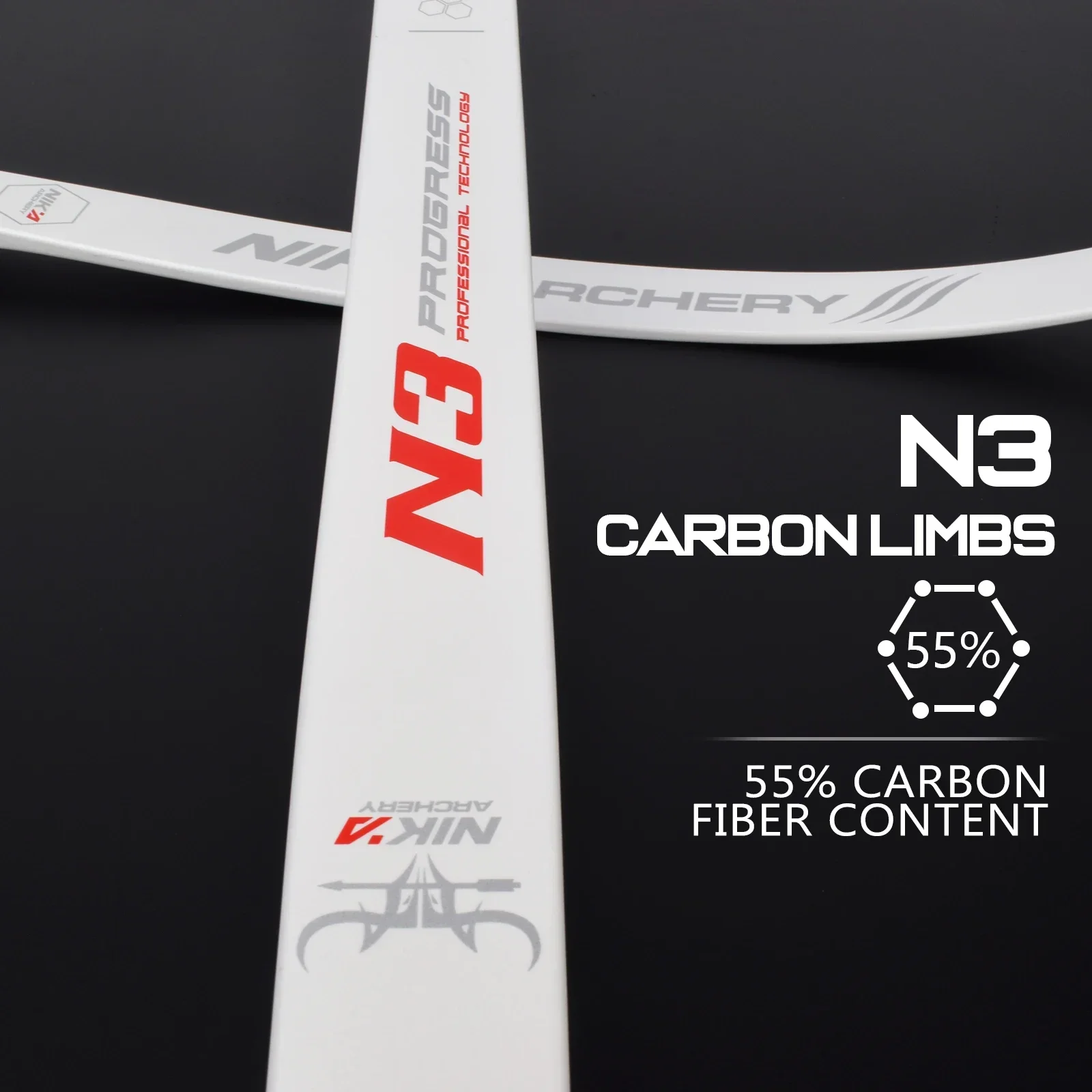 N3 70 INCH  NIKA ARCHERY  Recurve Bow Limbs Progress Series with 55% carbon fiber content Limb Draw Weight 16-50LBS