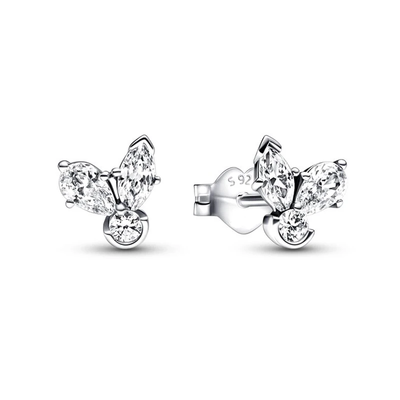 Pendientes de plata 2023 para mujer, aretes brillantes con forma de corazón abierto, joyería fina Original, novedad de 925