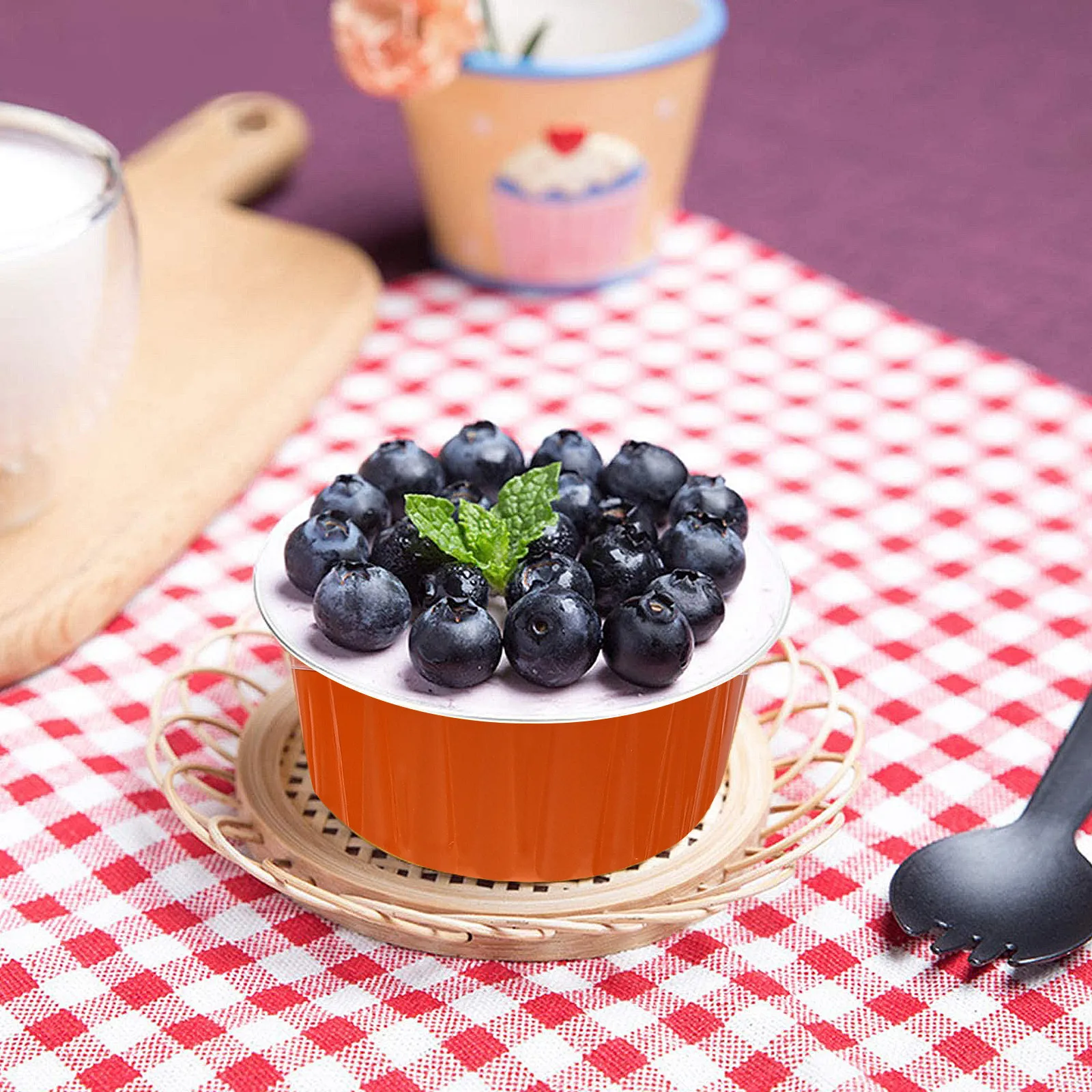 

50Pcs Aluminum Foil Baking Cups Thick Round Pudding Containers for Festive Decorations Orange Round Aluminum Foil Cup