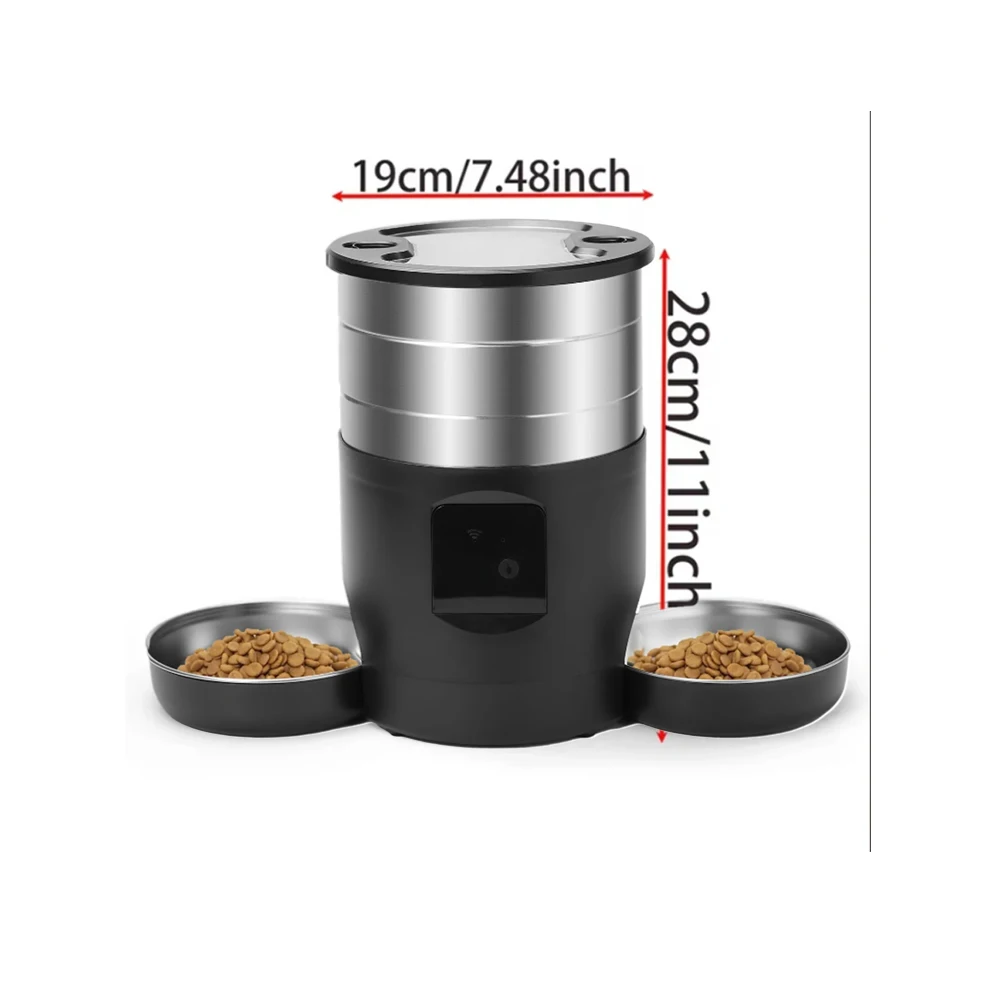 4,5L WiFi-/Tasten-Version Haustier-Futterautomat Intelligenter Futterspender mit Doppelschüsseln, Geeignet für Trockenfutter von Katzen und Hunden – Detail 5