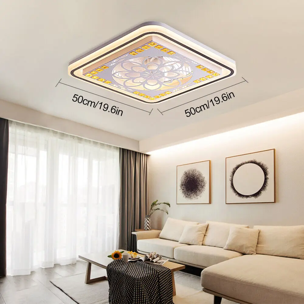 Imagem -05 - Ventilador de Teto Moderno com Luz Led Bladesess Flush Mount Lâmpada Regulável Luminária Interior Invisible Remote Home Decor