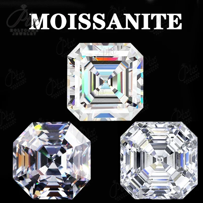 اليدوية الملكي Asscher قطع مويسانيتي حجر ل خاتم الخطوبة الأبيض D عديم اللون البريق الرائعة النار أحجار كريمة مفكوكة