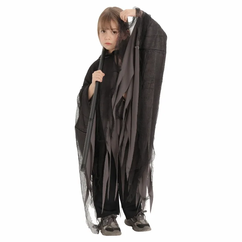 Halloween party children's Horror ghost black Gothic Cape costume kids cosplay devil Hooded Cloak stage performance costume