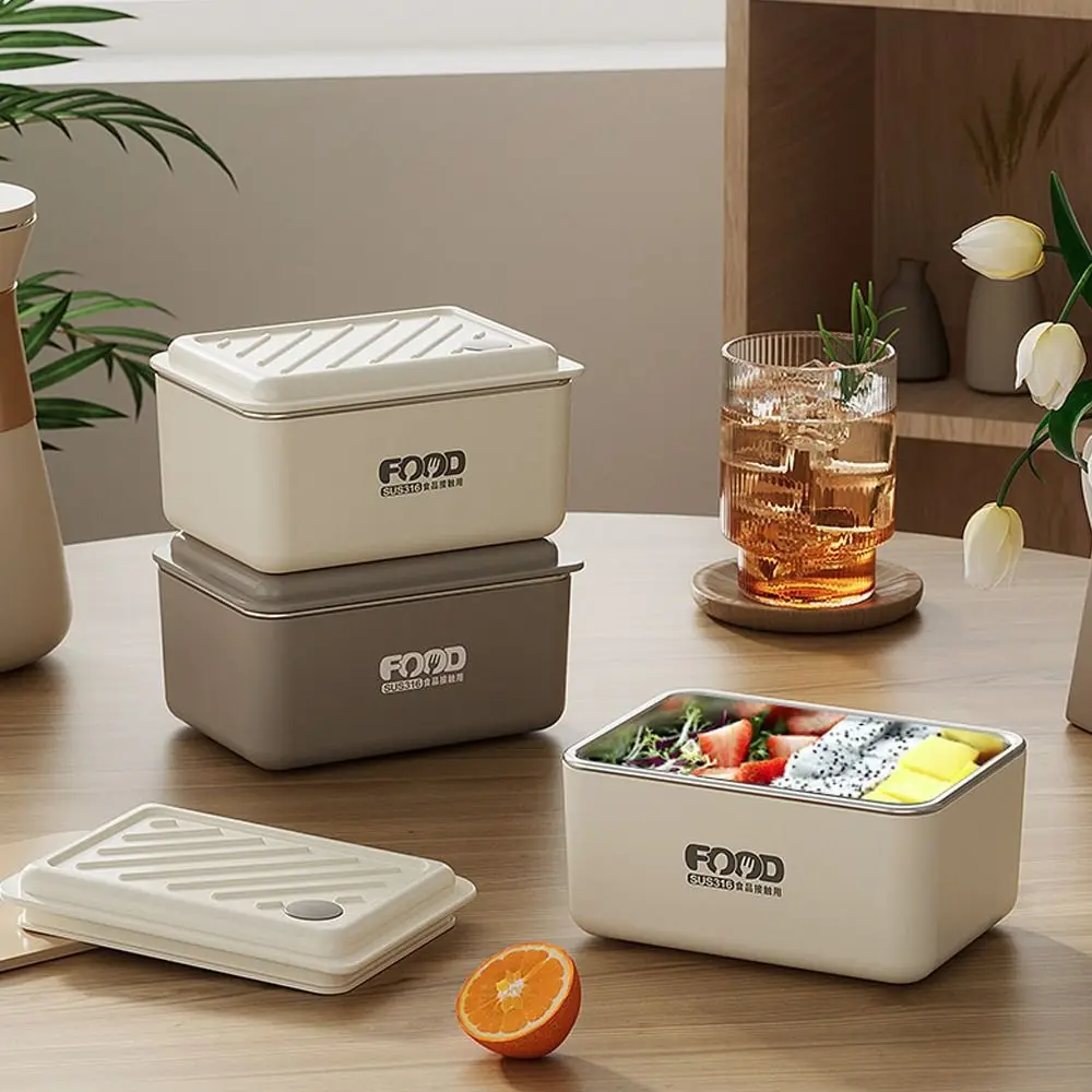 

Rectangle Stainless Steel Lunch Box Leak-proof Design Sealed Lid Heat Preservation Lunch Box Large Capacity 500ml