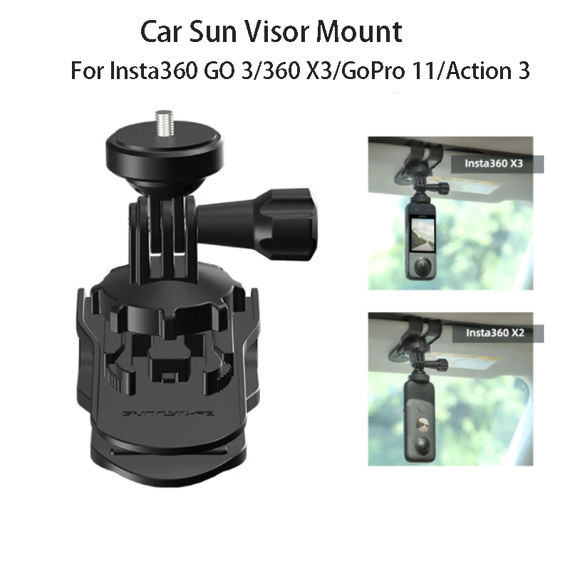 

Car Sun Visor Mount Action Camera Holder Cell Phone Mount 360 Rotating for Insta360 GO 3/360 X3/GoPro 11/Action 3 Accessories