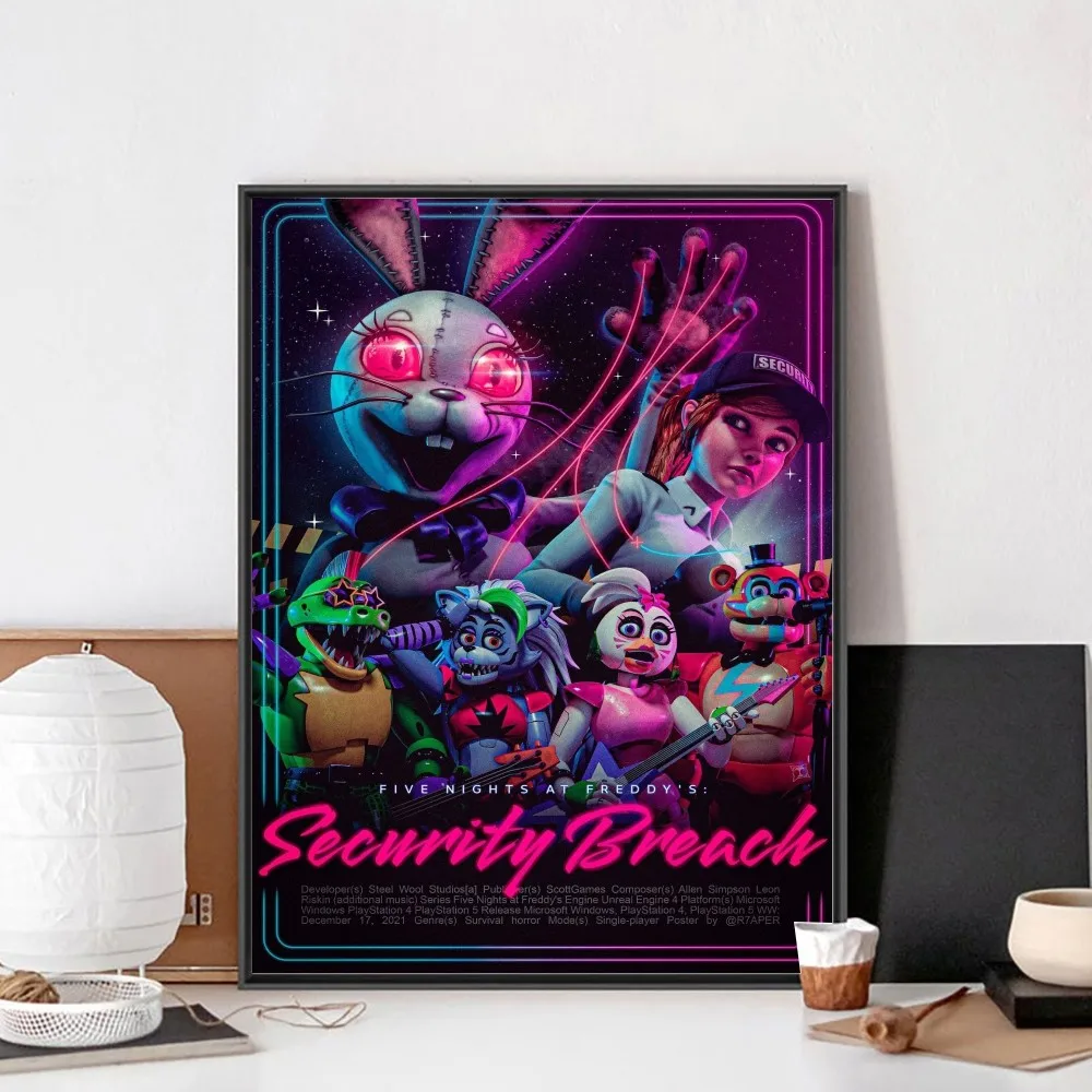 Fnaf Five-nights-At-Freddys Poster DIY Poster Kraft Paper Vintage Poster Wall Art Painting Study Stickers Big Szie Wall Painting