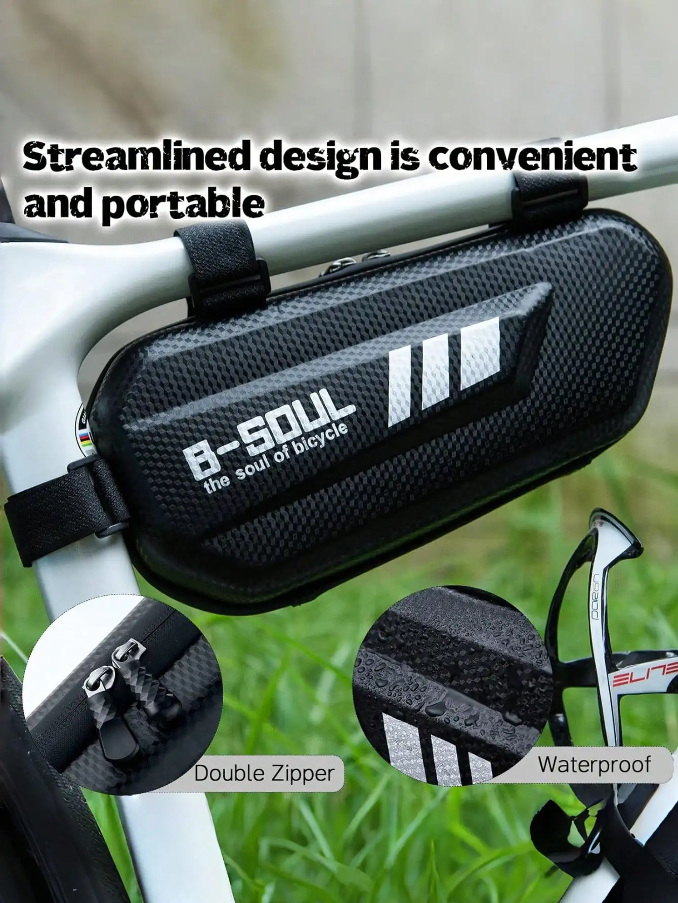 

2L Waterproof Hard Shell Motorcycle Saddle Bag - EVA Carbon Fiber Texture, Universal for Motorcycles, E-Bikes & Road Bikes