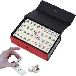 Chinese Mahjong Game Set 144 Pcs Mini Mah Jong Tile Set For Party Playing Complete Traditional Mahjong Set With Carrying Travel