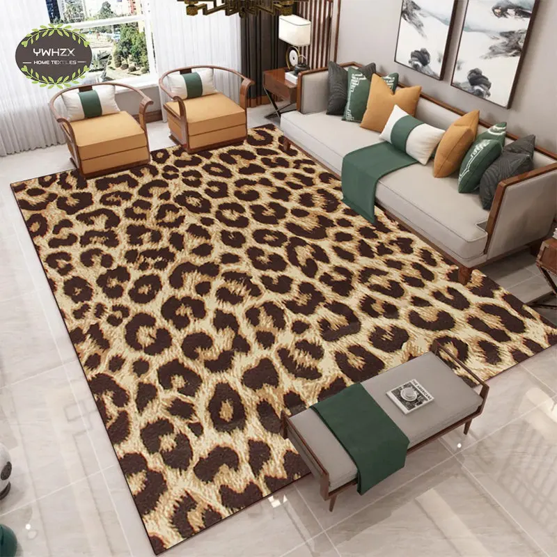 Leopard Carpet Home Decor Flannel Anti Slip Living Room Bedroom Sofa Table Large Area Rugs European Bedside Lounge Chair Mats