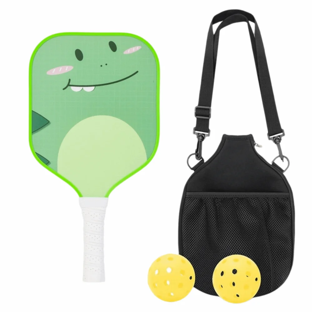 

Cartoon Children's Pickleball Set Colorful Durable Kid's Pickleball Set 2 Balls Ribbed Handle Pickle Ball Rackets
