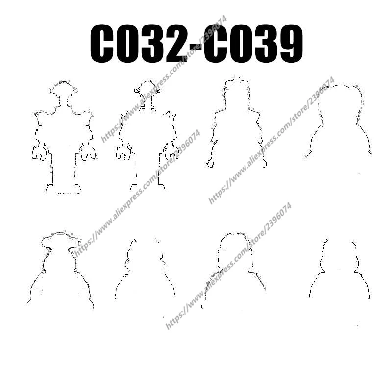 Action Figures Movie Acessórios Blocos de Construção, Brinquedos de Tijolos, C032-C039, C032, C033, C034, C035, C036, C037, C038, C039, PG630, PG631