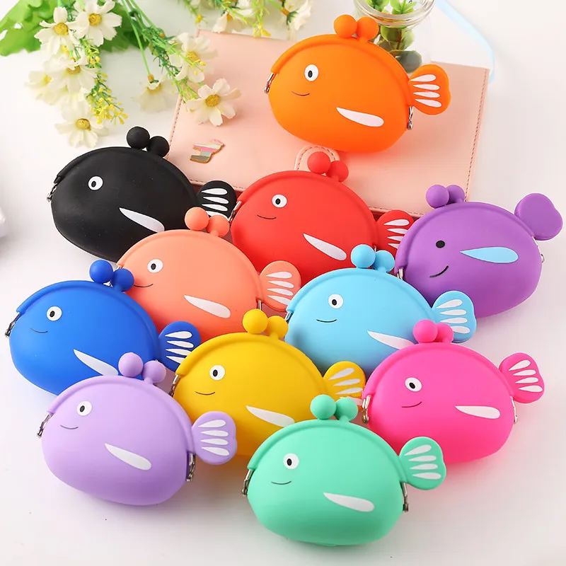

Cute Cartoon Fish Silicone Wallet Candy Colored Buckle Jelly Coin Bag New Korean Style Women's Bag Short Size Chinese Production