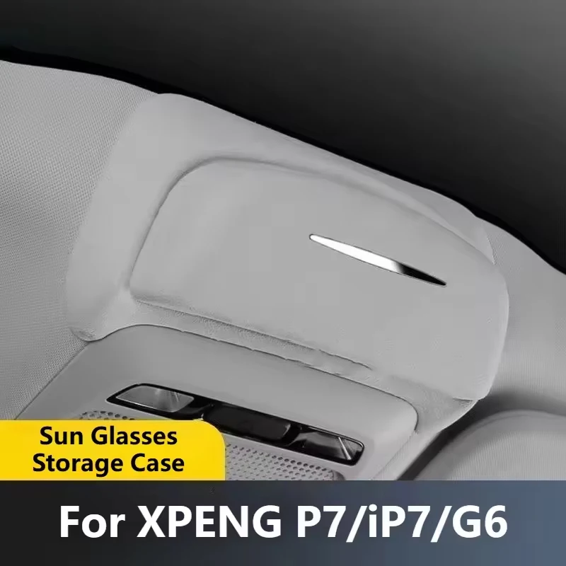 For XPENG P7/iP7/G6 High-Quality Suede Car Glasses Case Roof Sunglasses Storage Clip Interior Modification Accessorie