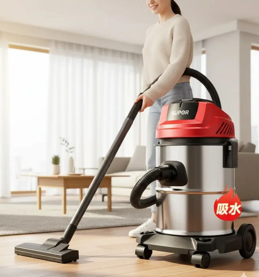 Vacuum cleaner barrel type large suction industrial household beauty seam special high power dust type all-in-one machine