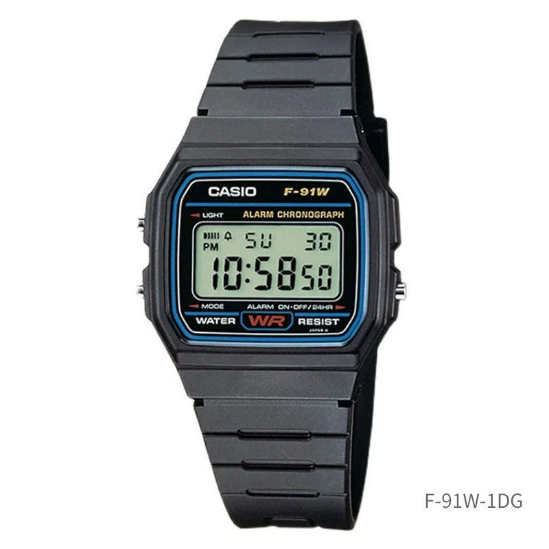 Casio F-91W Series Men\'s Watch Retro Electronic Quartz Resin Waterproof Simple Small Square Watch Alarm Clock Calendar Stopwatch