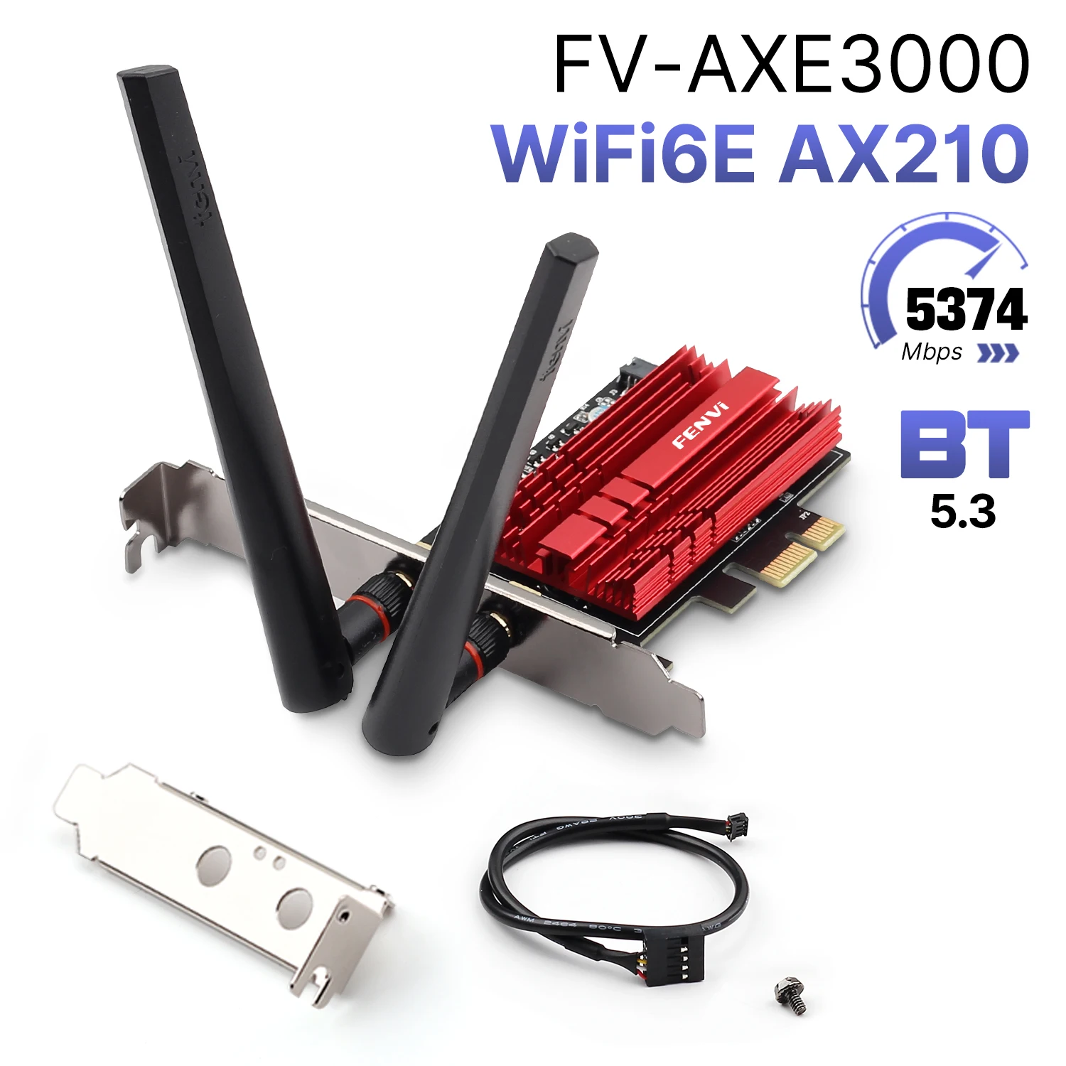 FENVI 3000Mbps Wi-Fi 6E PCIe Wireless Network Card AX210 Tri-Band 2.4/5/6GHz Bluetooth 5.3 802.11AX for Desktop PC Windows 10/11