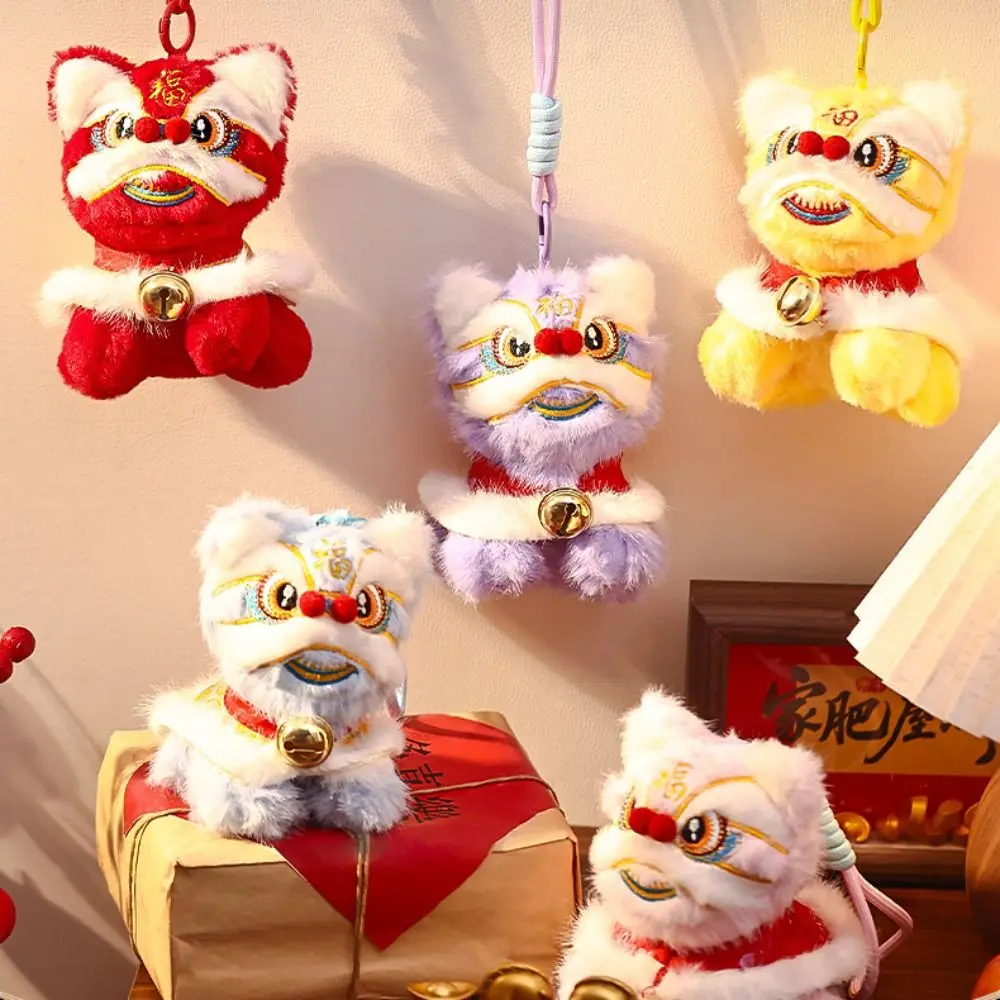 Cute Cartoon Lion Dance Keychain Bell Awakened Lion Lion Dance Pendant Chinese Style Year of Horse Chinese New Year Gift Daily