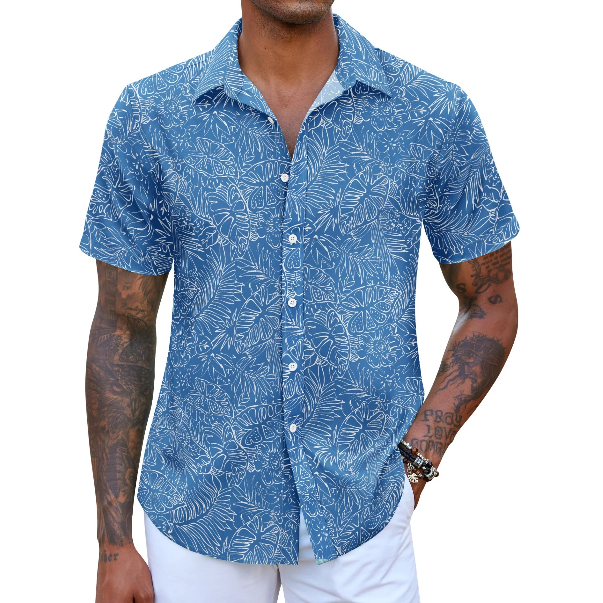 

Summer Casual Men's Short-Sleeved Shirts Outdoor Daily Button Down Shirts Turn-down Collar Vacation Beach Style Tops Plus Size