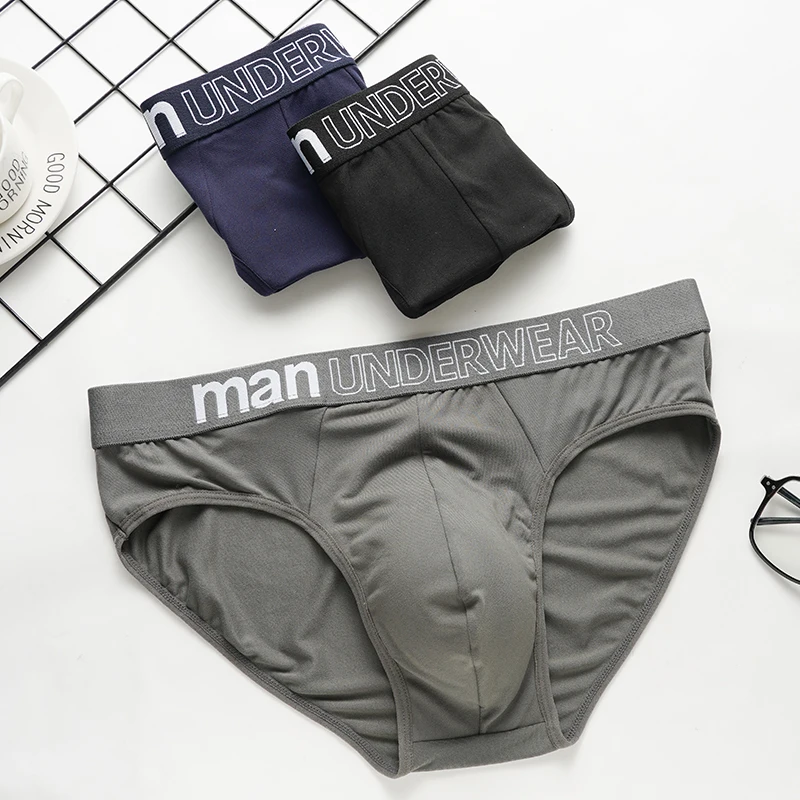 Men\'s Underwear Briefs Man Letter Comfortable Panties Shorts Sexy Breathable Male Lingerie Solid Color Triangle Underpants