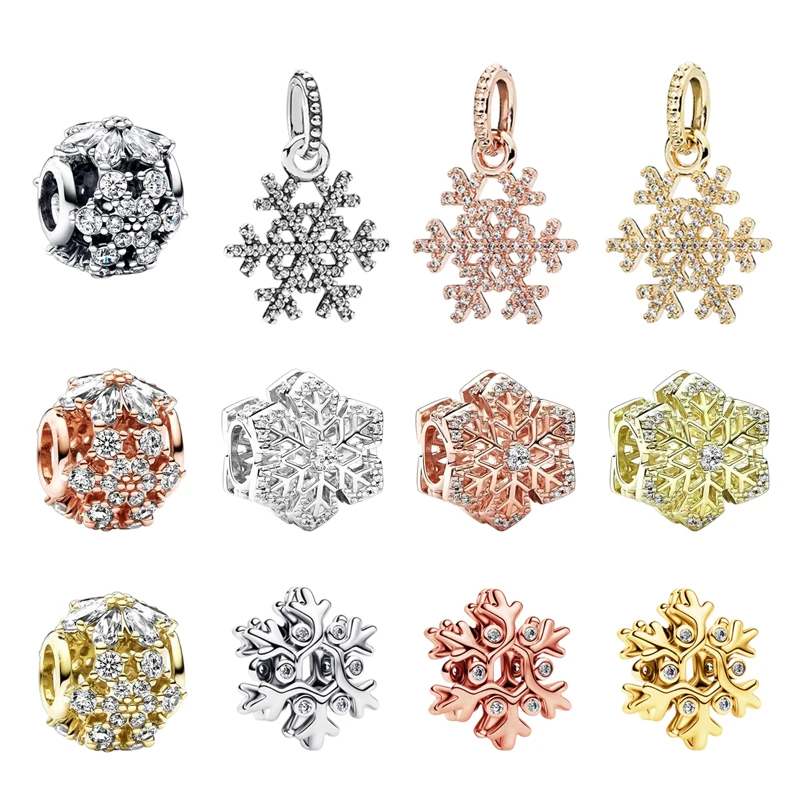 New Fine Snowflake Series Charm Beads Festive Snowflake Charm Fit Original European Bracelets Accessories DIY Women Jewelry Gift