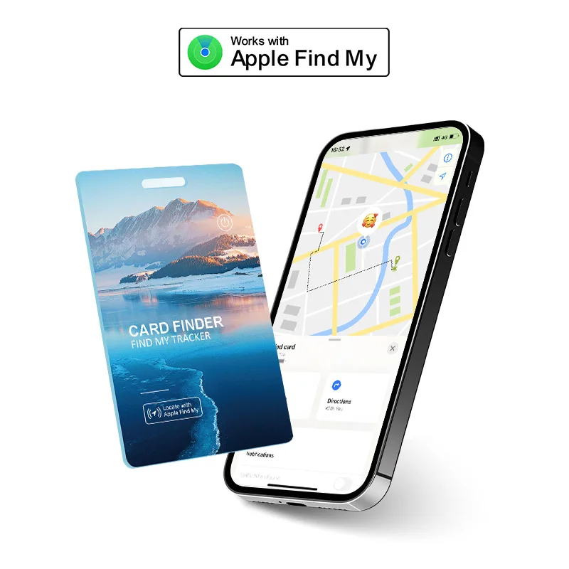 بطاقة تعقب محفظة بلوتوث، شحن لاسلكي رفيع 1.7 ملم، متوافق مع Apple Find My، iOS فقط، IP68 مقاوم للماء