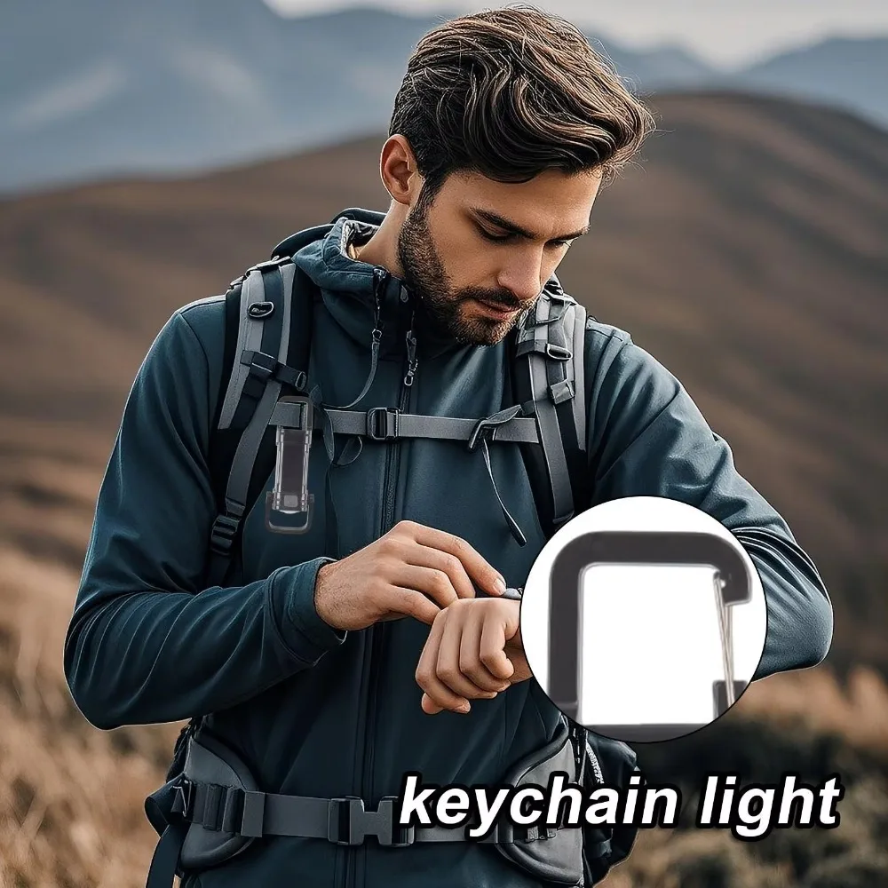 Portable Mini Keychain Flashlights USB Rechargeable Five adjustable levels LED Torch Ultra Bright With Hook Work Light Outdoor