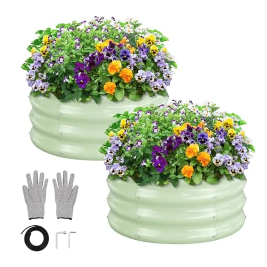 

Круглая оцинкованная грядка 2x2x1 фута, легкосборная, устойчивая к ржавчине, для овощей, трав, небольших деревьев, зеленая