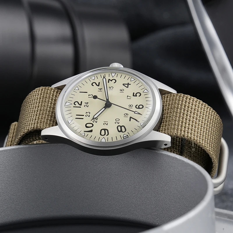 นาฬิกาควอตซ์ Militado ML07 กลไก VH31 หน้าปัดแซฟไฟร์ นาฬิกาข้อมือสไตล์ทหาร กันน้ำ 100 เมตร ชัดเจนสูง พร้อมเคลือบ AR เรืองแสง