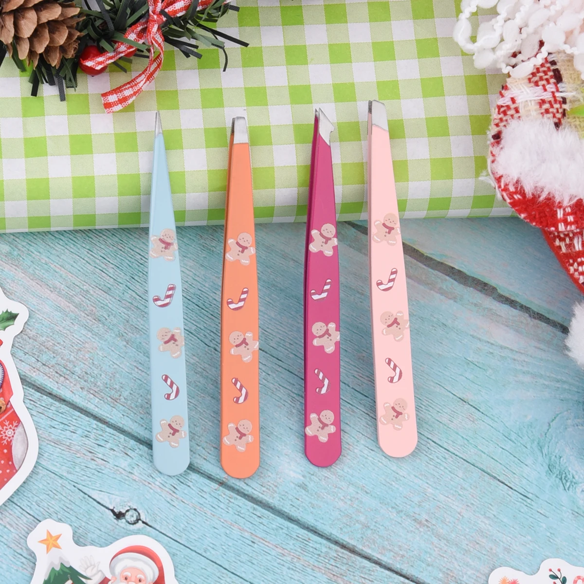 4 قطعة مجموعة ملاقط الحاجب المطبوعة لاش الملقط الدقة الملقط للحواجب نتف الشعر نام إزالة شعر الوجه #1