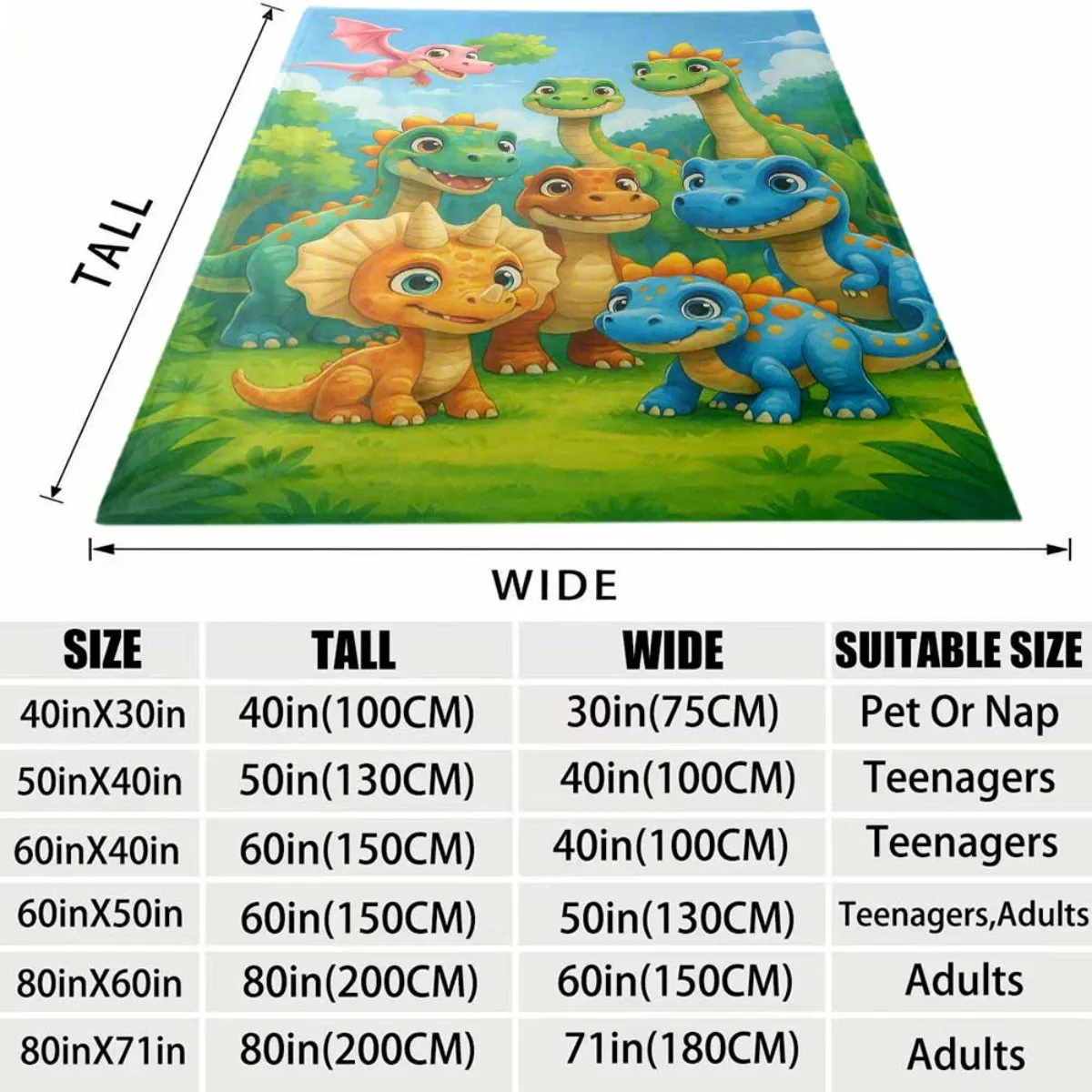 Cute Cartoon Dinosaur Family Flannel Blanket Cozy Throw Blanket Colorful Jurassic Dino Print Bed Sofa Cover Kids Home Decor