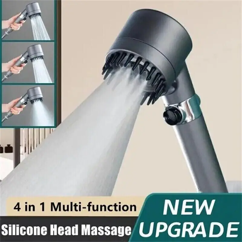 Massage Shower Head High Pressure 3 Modes Water Saving Body Scalp With Filter