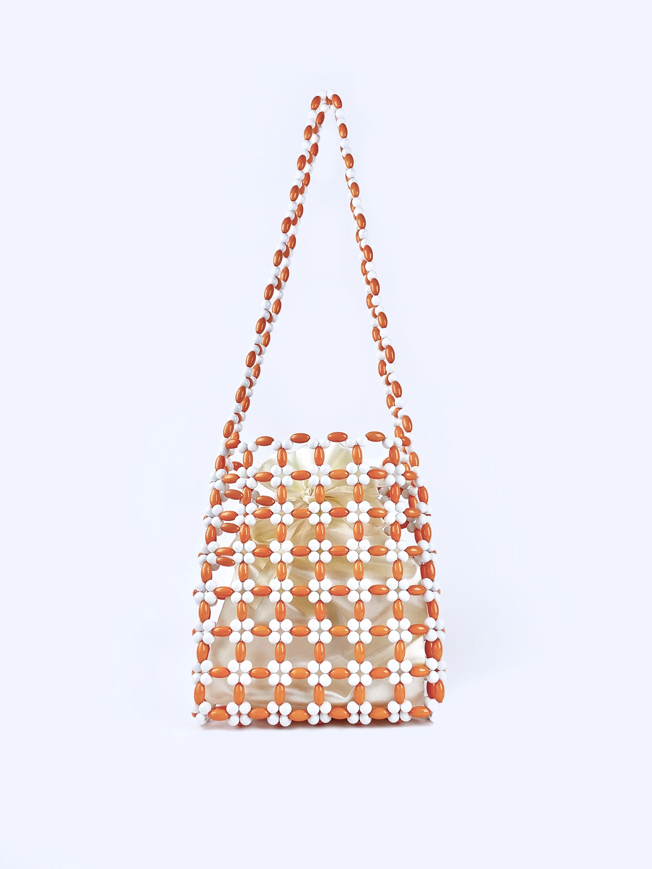 Summer New Macaron Color Series Small Fresh and Cool Handmade Beaded Checkered Square Bag