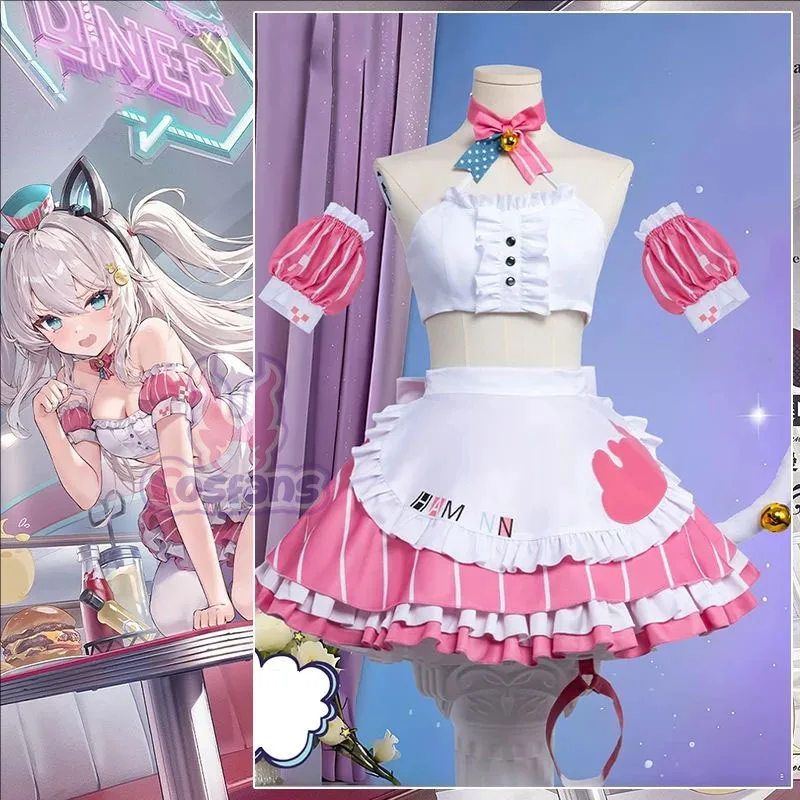 

Game USS Hammann Anime Azur Lane Cosplay Costume girl maid dress apron socks tie Halloween party Lolita woman Hammann uniform