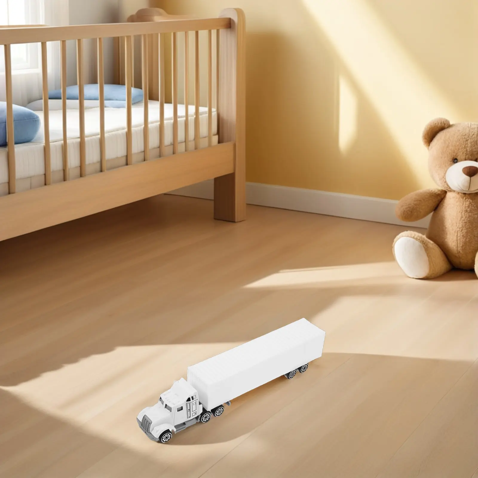 Ciężarówka kontenerowa z odlewu stopu metalu, 19,5 cm, realistyczna symulacja pojazdu do zabawy dla chłopców, transportowiec, traktor z naczepą, zabawka.