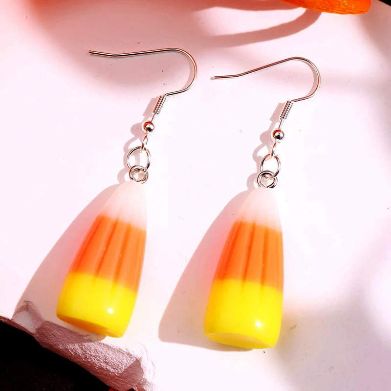 

Creative Acrylic 3D Candy Corn Dangle Earrings Cute Resin Earrings For Girls Women Halloween Jewelry